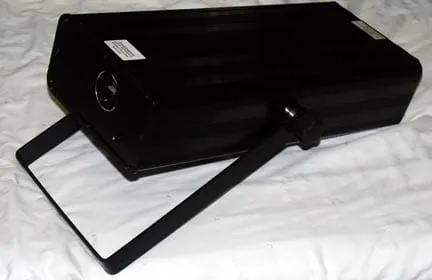 The Stingray II laser projector, angled to show the beam aperture.