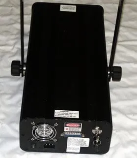 The Stingray II laser projector, rear panel with cooling and connectors.