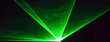 Aerial green laser fans thrown by the Stingray II.