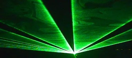 Wide aerial green laser fans from the Stingray II.